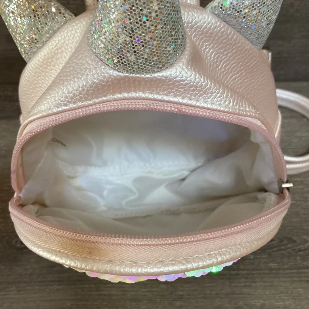 Unicorn Mini Backpack Reversible Sequin Flip Girls Purse Pink Glitter Silver Bag